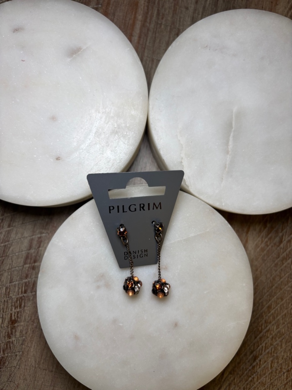 265 Pilgrim Rose Gold Drop Earrings with Amber and Crystal Accents - Picture 5 of 8